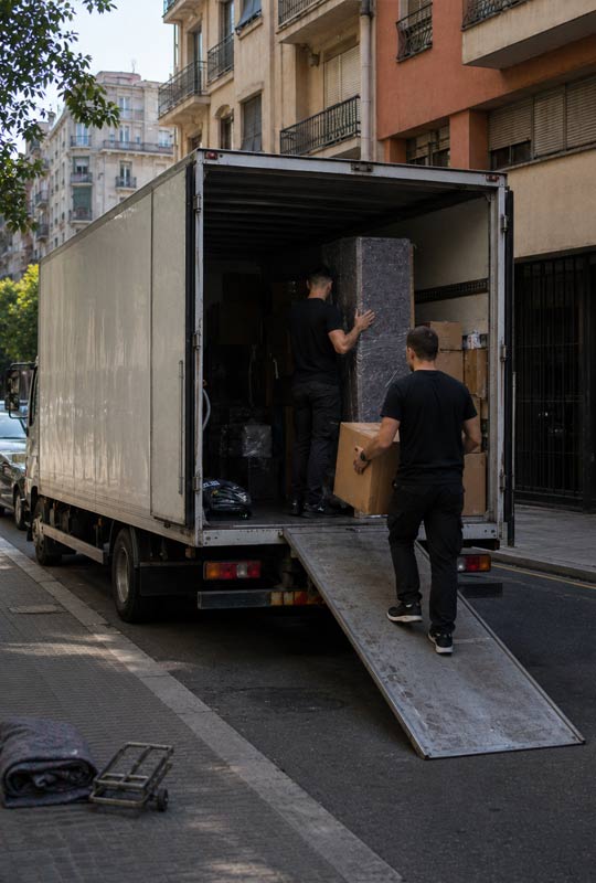 Camión de mudanzas en la ruta Terrassa Barcelona